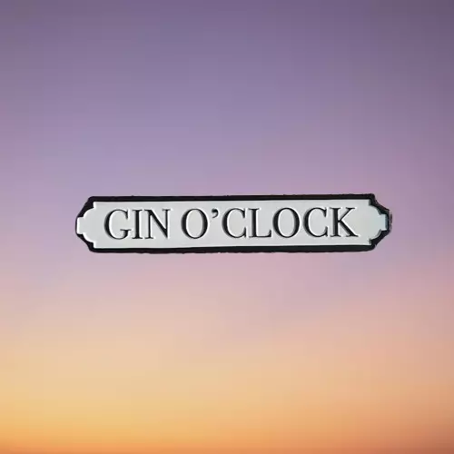 Gin O'Clock Vintage Style Wall Mounted Street Sign White Plaque