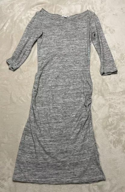Standard James Perse  T Shirt Dress Womens Medium Gray 3/4 Sleeve Boat Neck Midi