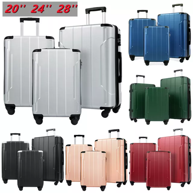 Luggage 3 Piece Set Suitcase Spinner Hardshell Lightweight TSA Lock 20"24"28"