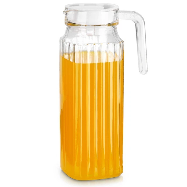 Carafe à Eau/jus En Plastique PET Transparent 1.5L Avec Couvercle - 4 Pièces - Forme Carrée Pour Pique-nique, Fêtes