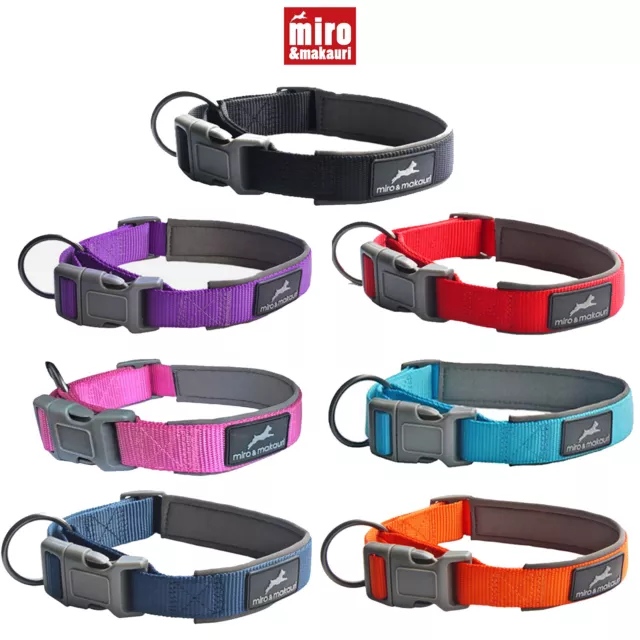 Miro Makauri Padded Nylon Dog Collar Adjustable Designer Luxury Neoprene Soft