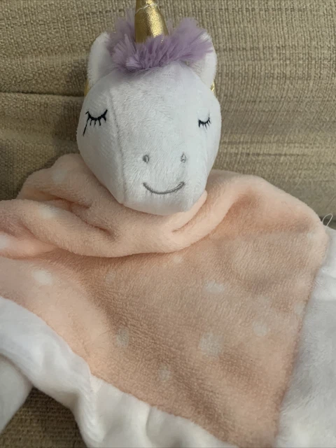 Parents Choice Unicorn Polka Dot Security Blanket Lovey Baby Near Mint
