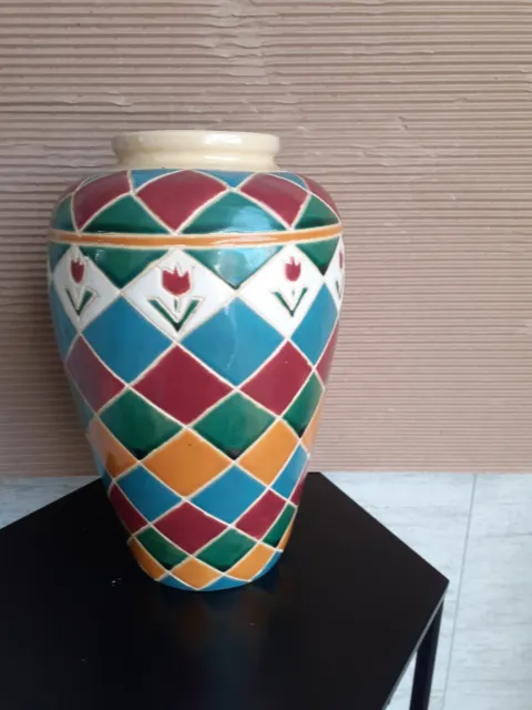 Vase en céramique art déco haut 26 cm Vintage A Identifié
