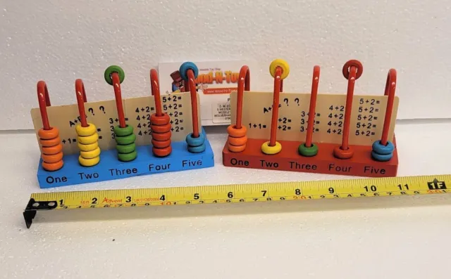 TWO x 5 loop 25 bead counter abacus educational maths wooden toy