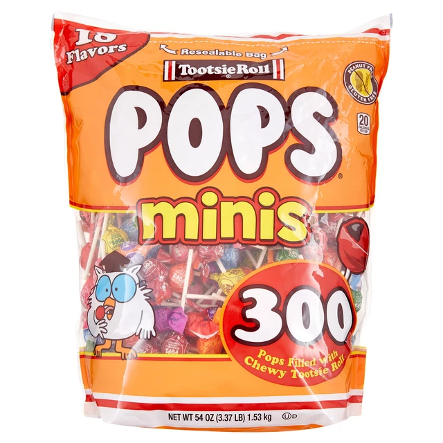 Tootsie Roll, Mini Tootsie Pops, 54 Oz New