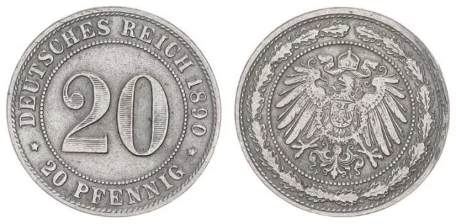 Kaiserreich 20 Pfennig 1890 F ss 83951