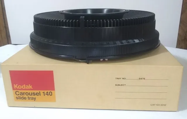 Bandeja deslizante vintage Kodak carrusel 140 en caja original tarjeta de índice limpia
