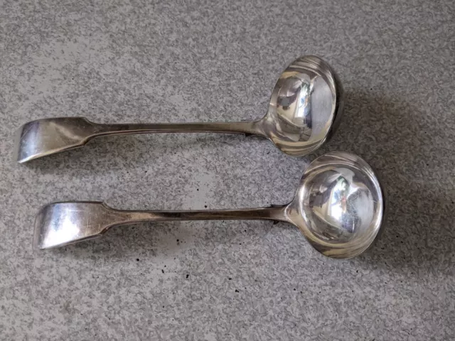 Pair Antique Silver Plated Toddy / Cream Ladles - Maker Harwood