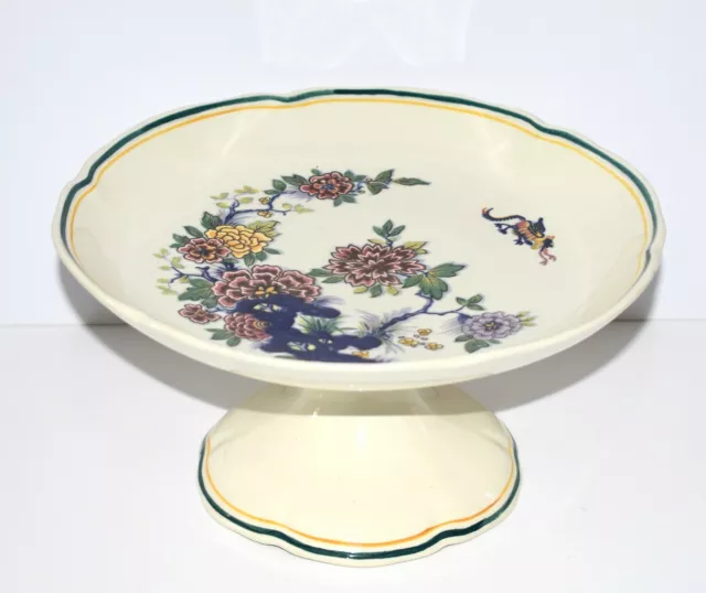 Ancien compotier haut en faïence Villeroy et Boch – décor floral