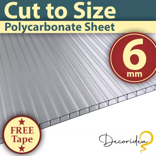 6mm Clear Polycarbonate Greenhouse Roofing Sheet - UV Protection - Cut to Size