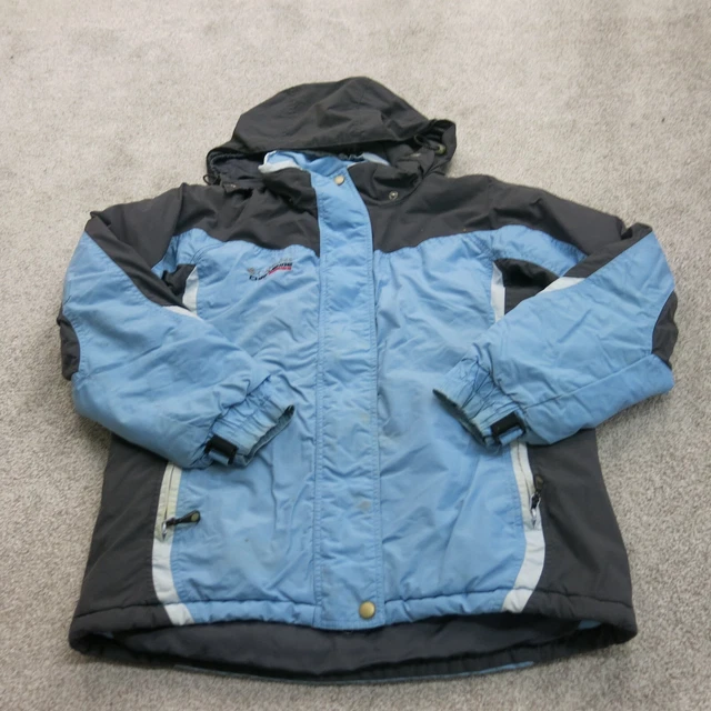 Columbia Sportswear Women Titanium Hooded Jacket Long Sleeve Blue Black SZ XL