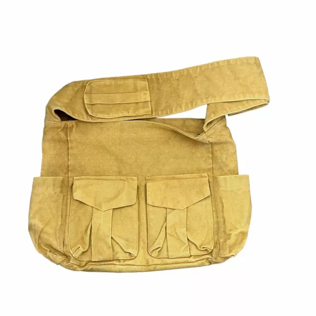 Free People Canvas Yellow Messenger Bag Sling Slouchy Utility Cargo