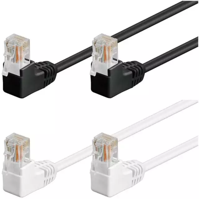 Cat 5e RJ45 Ethernet Network Cable Patch Lead 2 x 90° Right Angled - LOT