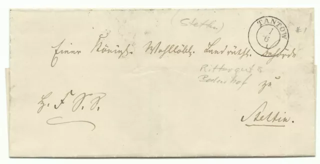 Preussen ZKS TANTOW auf Brief um 1860 nach Stettin R!