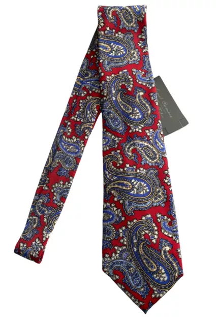 DANIEL CREMIEUX NWT Red Paisley Silk Seven 7 Fold Handmade in Italy ...