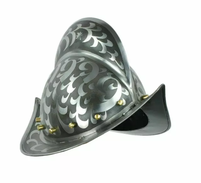 Spanish Comb Morion Helmet Medieval Engraved Helmet