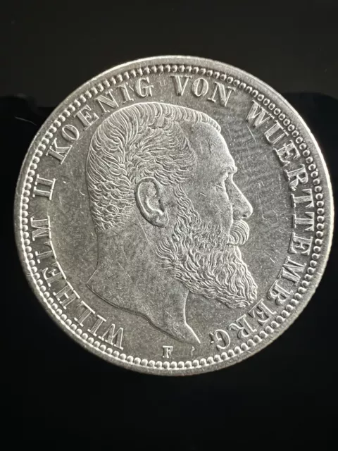 Kaiserreich 2 Mark Wilhelm II König von Württemberg 1908 F  Münze Coin Top !