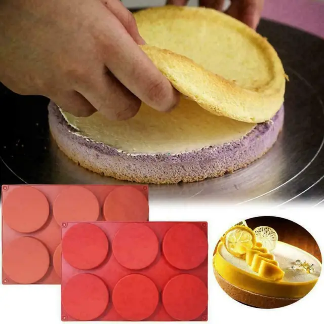 6-Cavity Large Cake Mould Silicone Round Disc Resin red Moulds Coaster Lot B9
