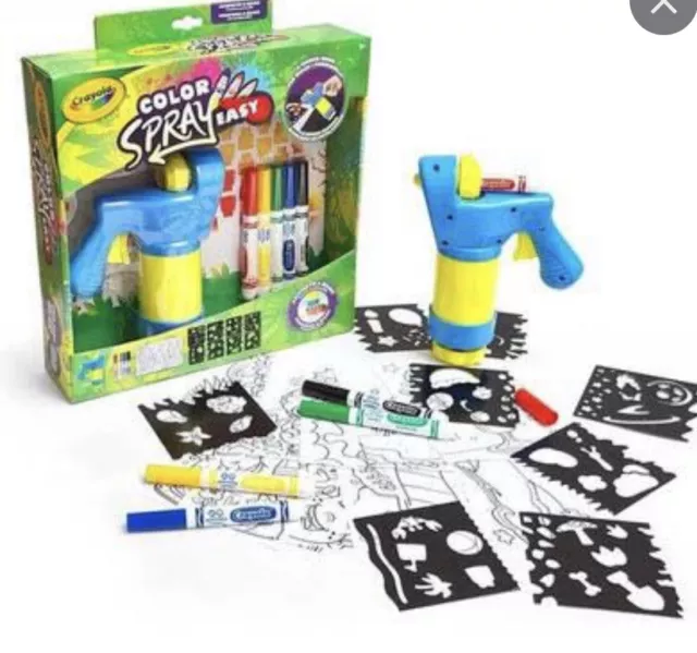 NEW Crayola Mini Marker Sprayer Kids Airbrush Art Kit with Stencils