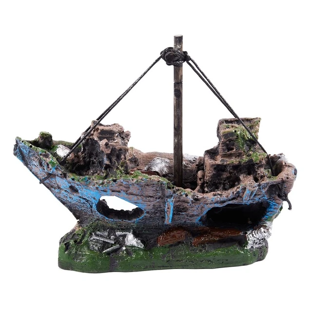 Serbatoio per pesci decorazione grotta acquario ornamento relitto nave affondata barca a vela X5O3