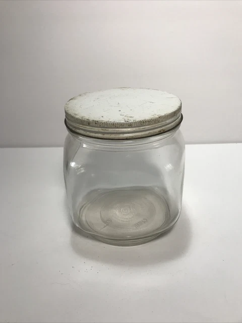 Vintage Hoosier Cabinet Farmhouse Style Storage Jar Clear Glass Lidded