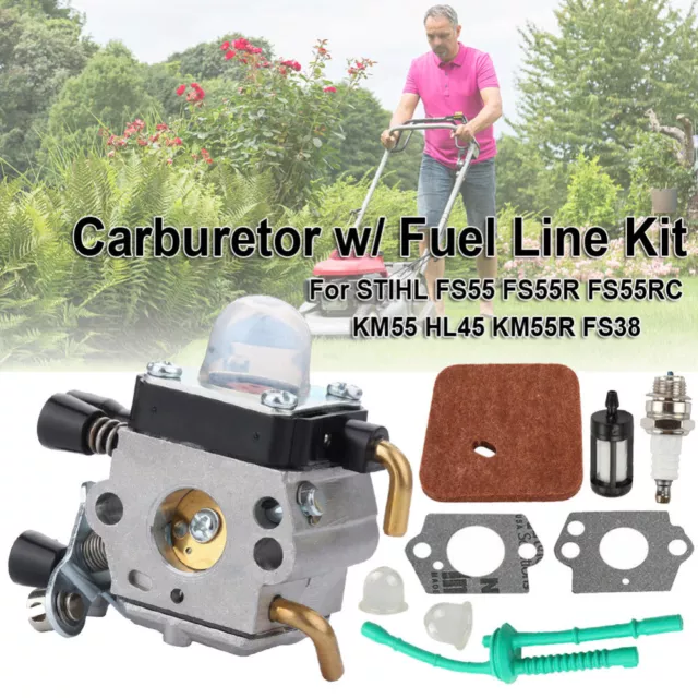 Carburateur pour STIHL FS38 FS45 FS46 FS55 KM55 Air Filtre Carburant Carb Joints