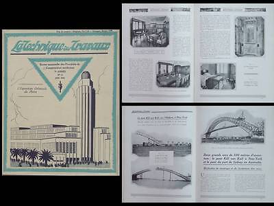 LA TECHNIQUE DES TRAVAUX n°6 1931 EXPOSITION COLONIALE, HOTEL SCHEERS BRUXELLES