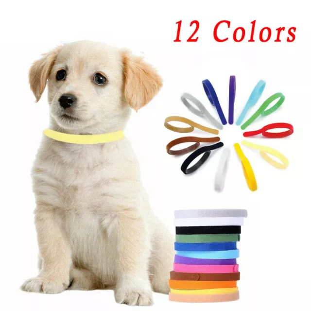 12 Adjustable Newborn Puppy&Kitten ID Collar Bands Breeders Whelping Pet New