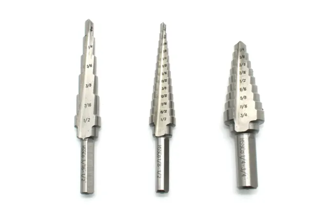 TEMO M35 Cobalt, M2 HSS Double/Spiral Flute Step Drill Bits in Various Sizes