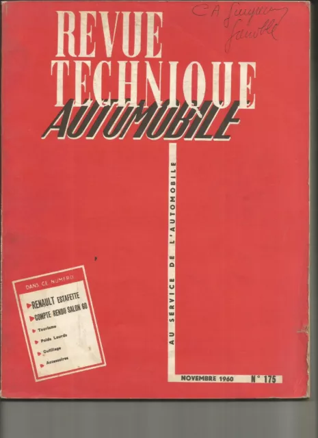 Rta 1960 - Renault Estafette - Alouette - R 2130 2131 / Revue Technique Auto