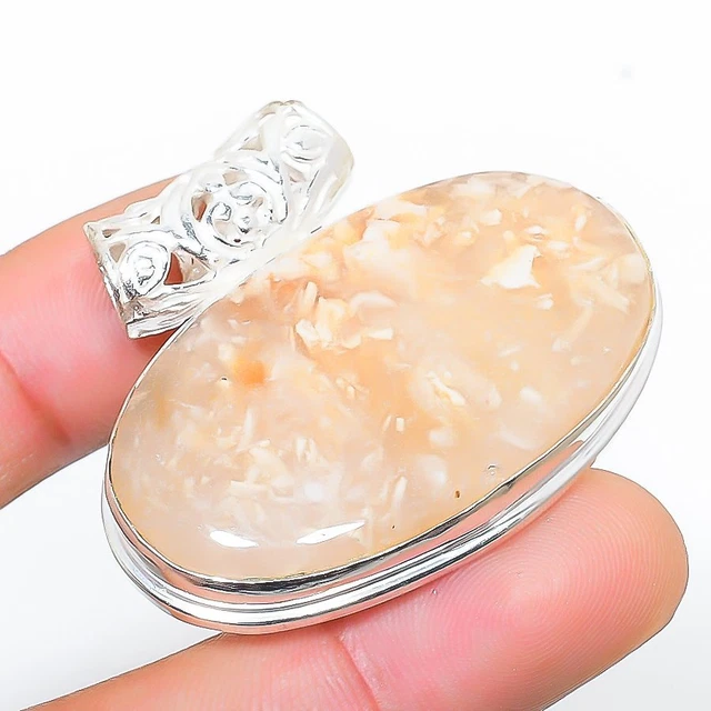 Russian Dendritic Gemstone Handmade Gift Jewelry Pendant 2.09" o937