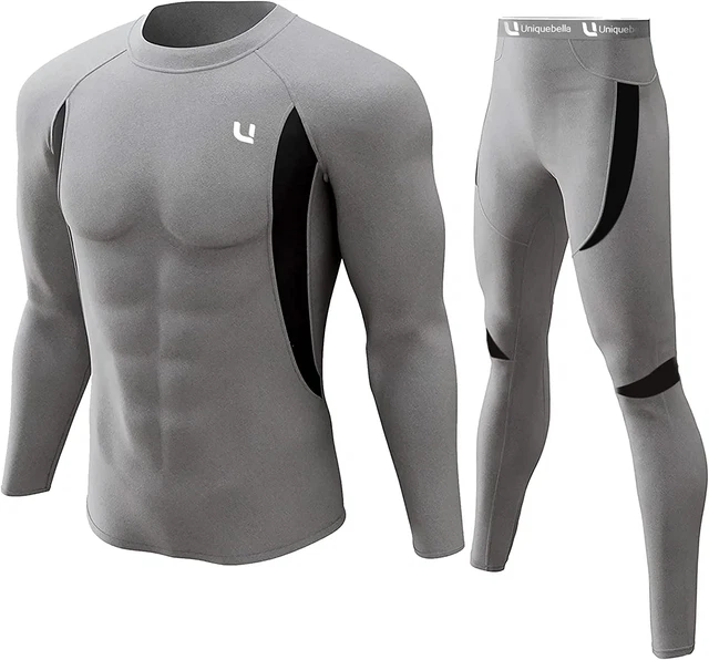 Juego de ropa interior térmica UNIQUEBELLA para hombre manga larga Johns base térmica