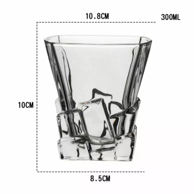 Ice Cube Design Solid Glass Whisky Cup Cocktail Shots Wine Cup Tea Cups 300ml 2