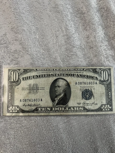 Fr.1707* 1953A $10 Ten Dollars Bill Silver Certificate, Star Note, VF #5242