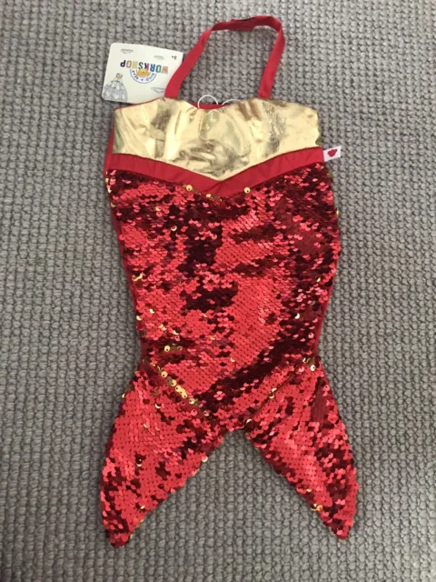 BUILD A BEAR Christmas Xmas Red and Gold Flip Sequin Mermaid BNWT