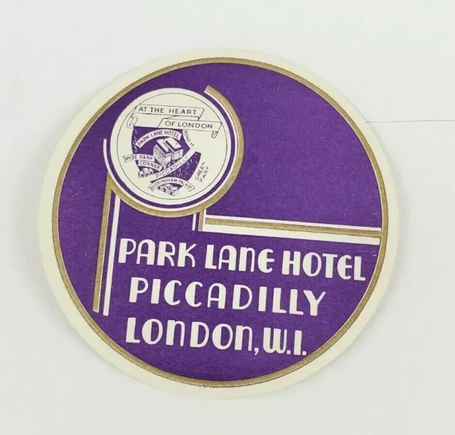 Vintage The Park Lane Hotel Piccadilly London Baggage Decal Sticker Purple