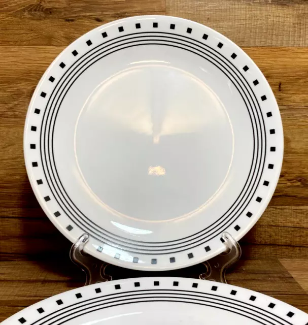 Set Of 2 - Corelle - City Block - Black Squares - 10 1/4" Dinner Plates