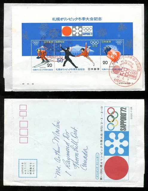 JAPAN 1972 SAPPORO Winter Olympic Games Souvenir Sheet on Letter Card