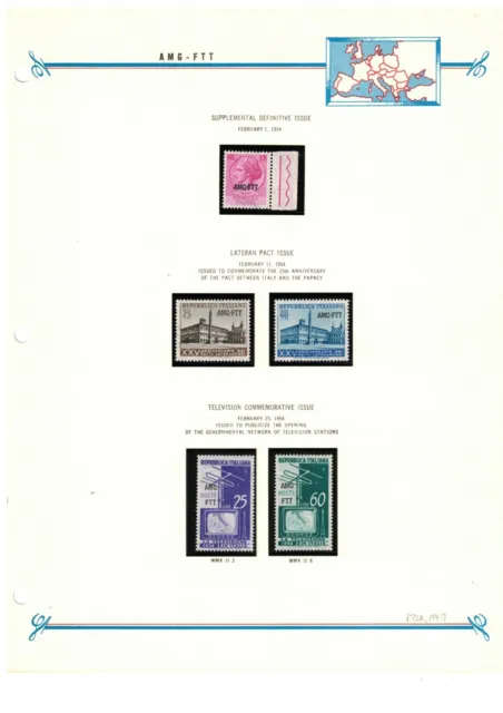 AMG FTT Italy Trieste Zone A 1954 Issues on Bush Album Page MNH