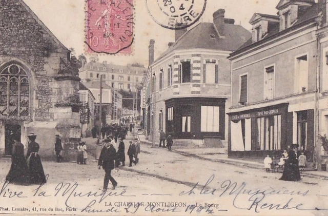CPA 61 Env Mortagne perche LA CHAPELLE-MONTLIGEON Bourg Church CAFE DU COMMERCE