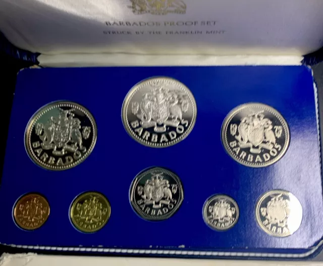 Barbados 1975 Proof Set / Beautiful Gem 8 Coin Set / KmPS4 / With Mint Box & COA 2