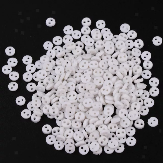 300pcs Very Small Mini Tiny Micro Figures Doll Clothes Sew Button 4mm White
