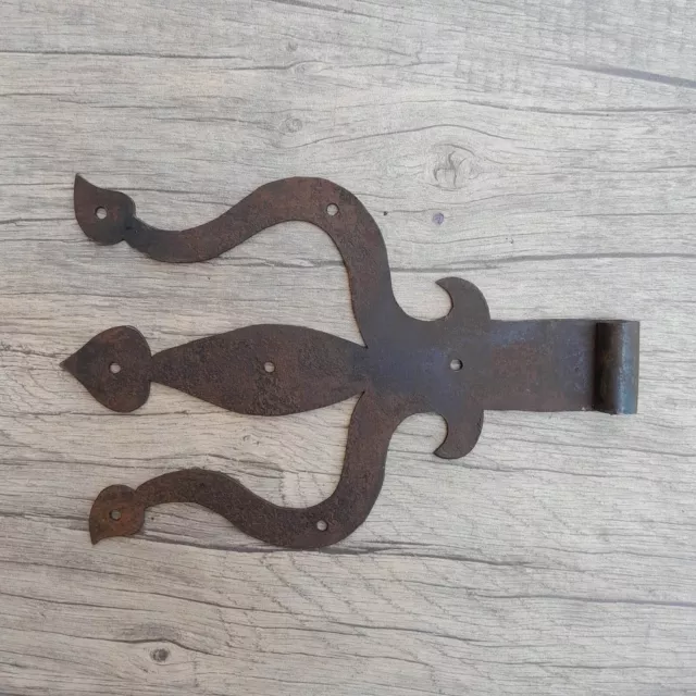 Vintage iron handmade french german gothic gate door hinges ornate rusty