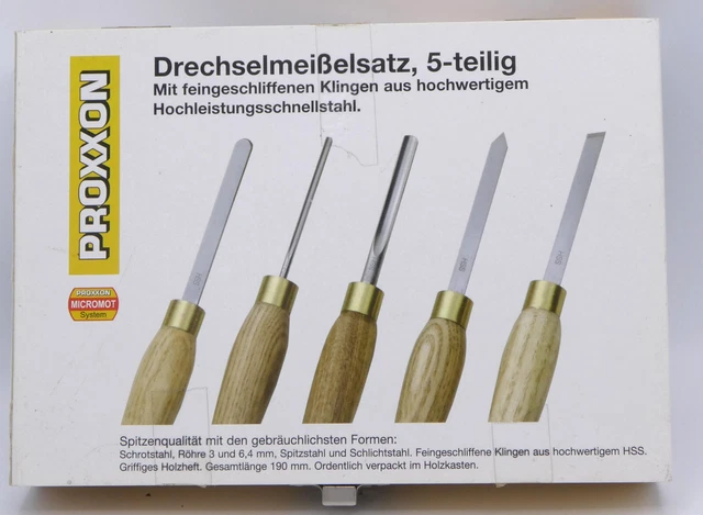 Proxxon Drechselmeißelsatz, 5 teilig, im Holzkasten 27023