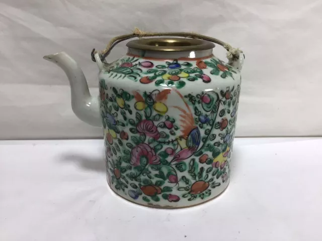 HH16 Vintage Antique Rare Classic Mid 19th Century Famille Rose Teapot With Lid