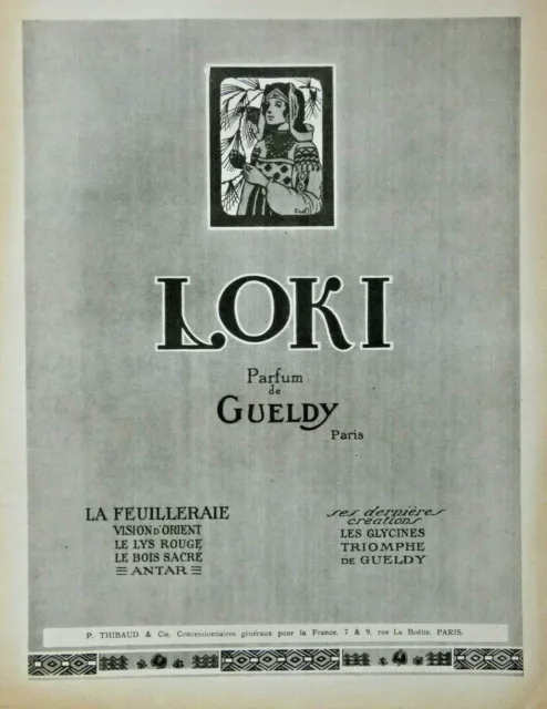 1920 Loki Gueldy Perfume Press Advertisement La Folilleraie Le Lys Red