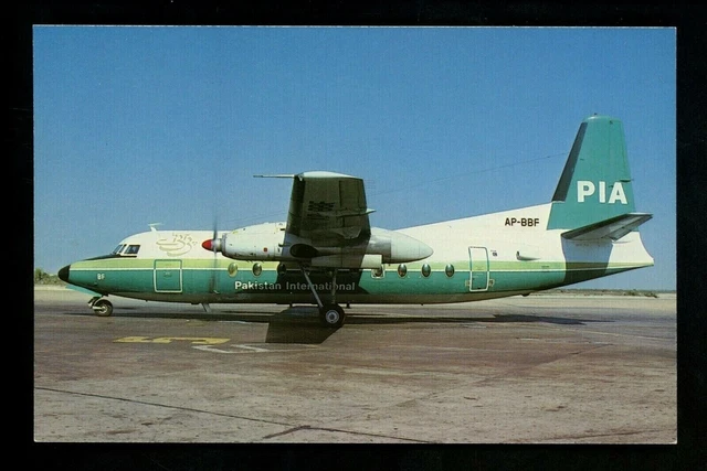 Aviation airplane chrome postcard Pakistan Airline Fokker F27 Friendship Karachi