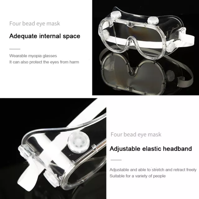 Men Women Clear Safety Goggles Adjustable Headband Safety Glasses Goggles F1
