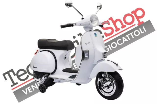 Moto elettrica per bambini PIAGGIO VESPA PX 150 con Rotelle 12V Luci Led Bianco