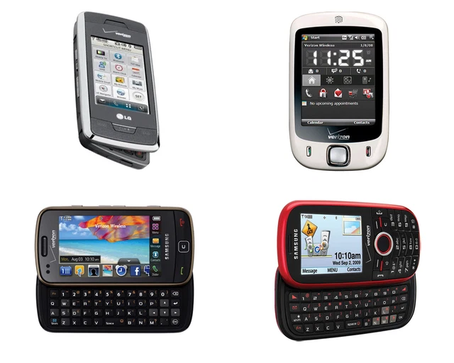 4 Pack - White/Silver/Red/Brown Color Toy Phones for Kids / Dummy Cell Phone